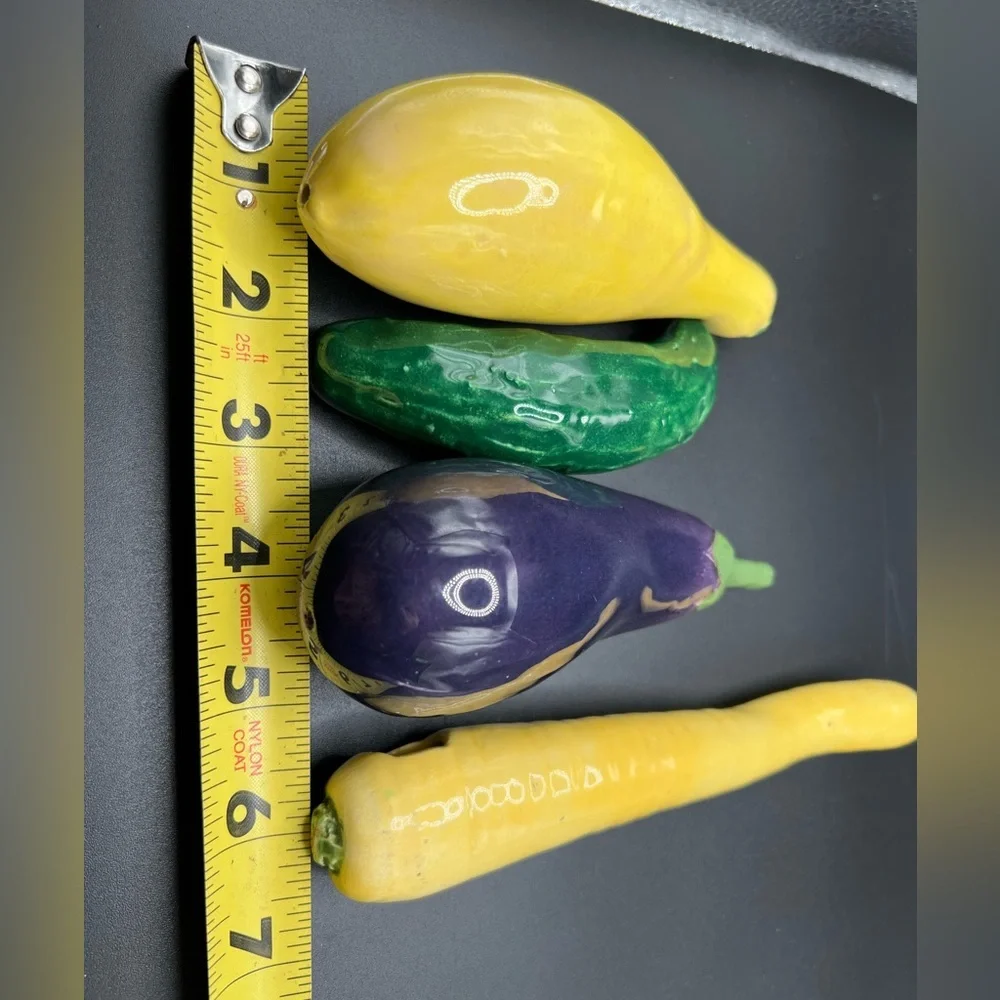 Ceramic vegetable display 4 piece bundle Eggplant Cucumber Squash Carrot